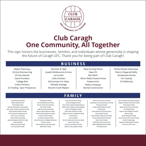 Club Caragh Sign